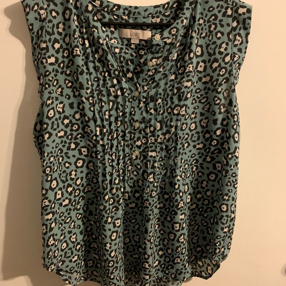 Loft blue leopard blouse